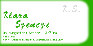 klara szenczi business card